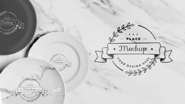 Free Top View Of Crockery Concept Mock-Up Psd