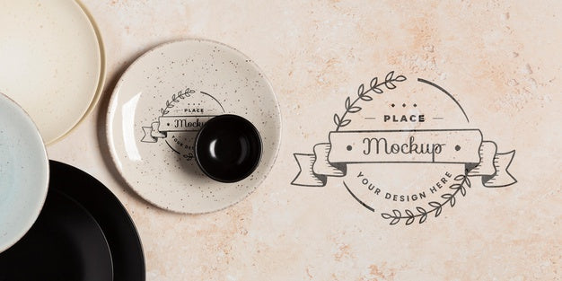 Free Top View Of Crockery Concept Mock-Up Psd