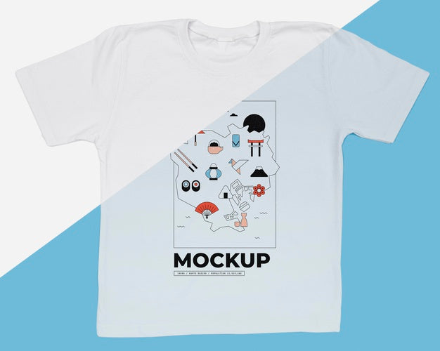 Free Top View Of Cute T-Shirt Concept Mock-Up Psd