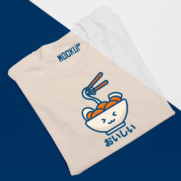 Free Top View Of Cute T-Shirt Concept Mock-Up Psd