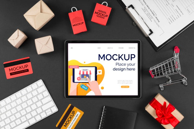 Free Top View Of Cyber Monday Concept Mock-Up Psd