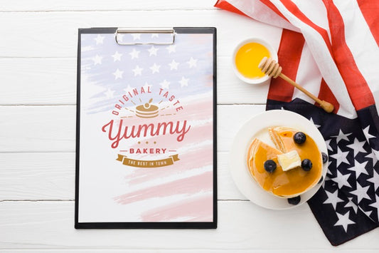 Free Top View Of Delicious American Food Mock-Up Psd