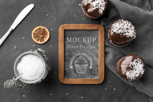 Free Top View Of Delicious Bakery Concept Mock-Up Psd