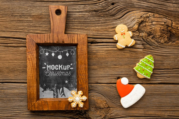 Free Top View Of Delicious Christmas Food Mock-Up Psd