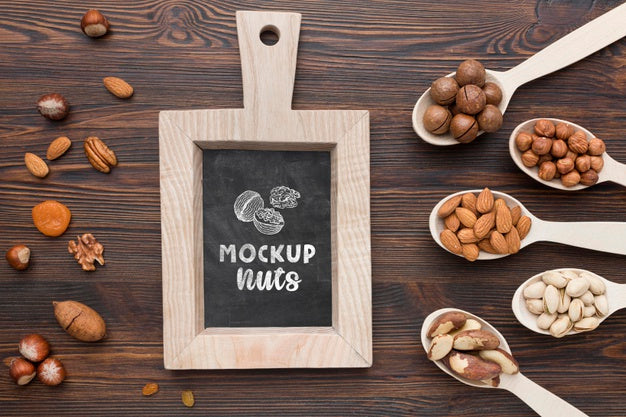 Free Top View Of Delicious Nuts Mock-Up Psd