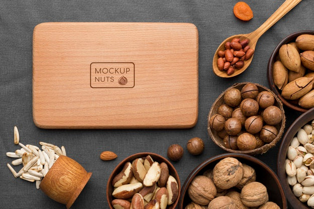 Free Top View Of Delicious Nuts Mock-Up Psd