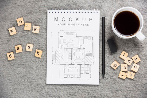 Free Top View Of Desk Concept Mock-Up Psd