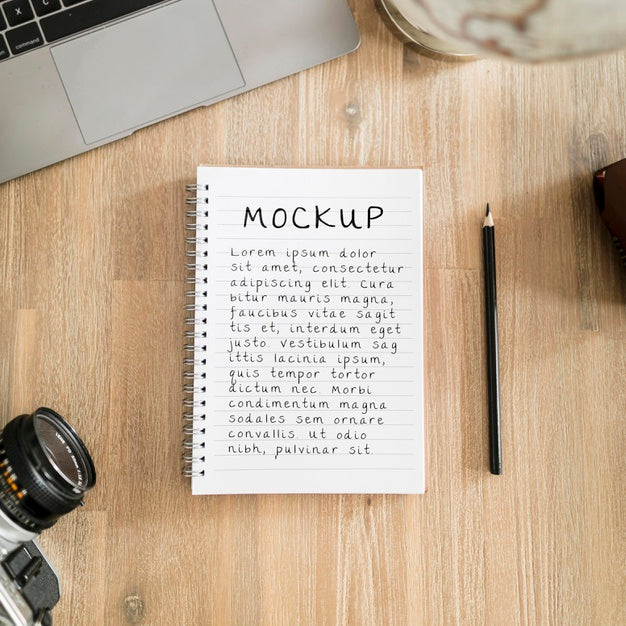 Free Top View Of Desk Concept Mock-Up Psd