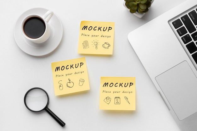 Free Top View Of Desk Concept Mock-Up Psd