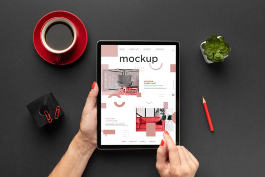 Free Top View Of Desk Concept Mock-Up Psd