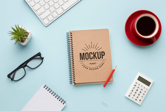 Free Top View Of Desk Concept Mock-Up Psd