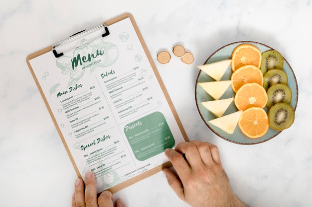 Free Top View Of Food Menu Concept Mock-Up Psd