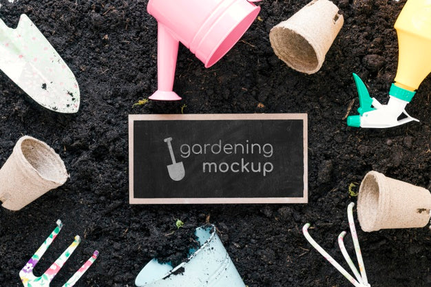 Free Top View Of Gardening Concept Mock-Up Psd