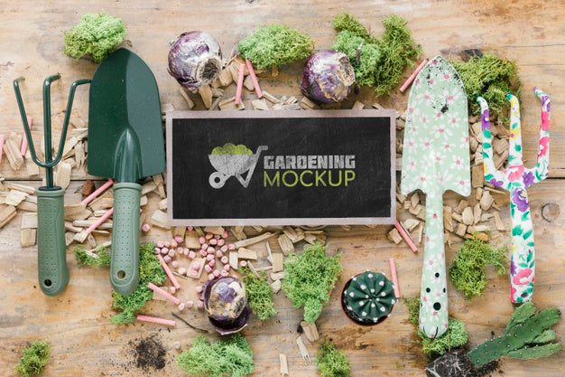 Free Top View Of Gardening Concept Mock-Up Psd