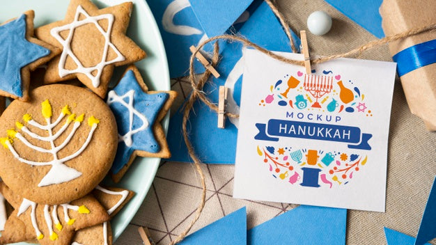 Free Top View Of Hanukkah Concept Mock-Up Psd