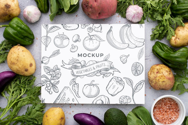 Free Top View Of Healthy Vegetables Concept Mock-Up Psd