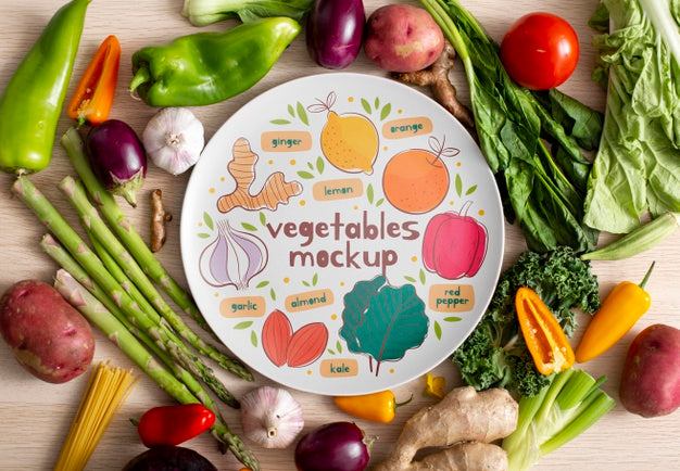 Free Top View Of Healthy Vegetables Concept Mock-Up Psd