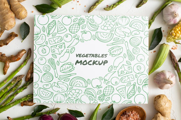 Free Top View Of Healthy Vegetables Concept Mock-Up Psd