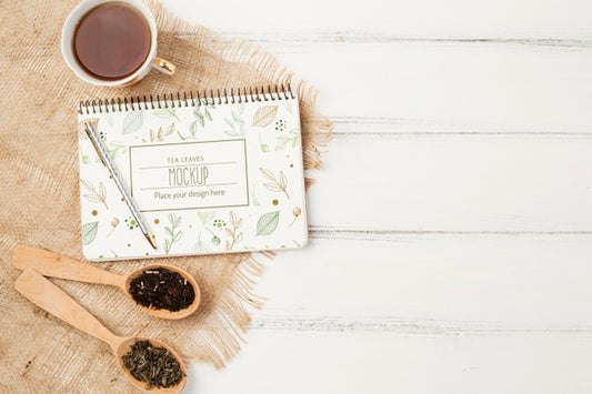 Free Top View Of Herbal Tea Concept Mock-Up Psd