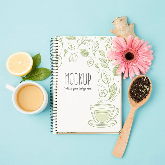 Free Top View Of Herbal Tea Concept Mock-Up Psd