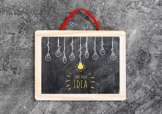 Free Top View Of Idea Chalkboard Psd