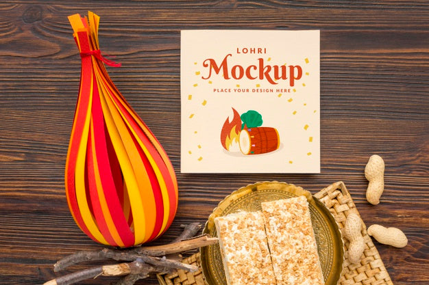 Free Top View Of Lohri Concept Mock-Up Psd