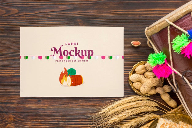 Free Top View Of Lohri Concept Mock-Up Psd