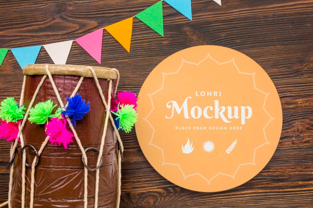 Free Top View Of Lohri Concept Mock-Up Psd