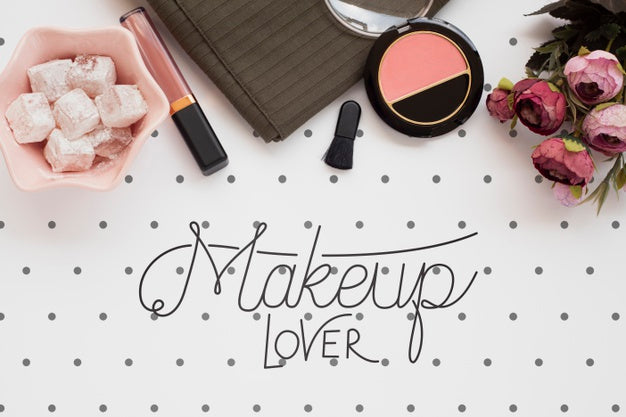 Free Top View Of Make-Up Concept Mock-Up Psd