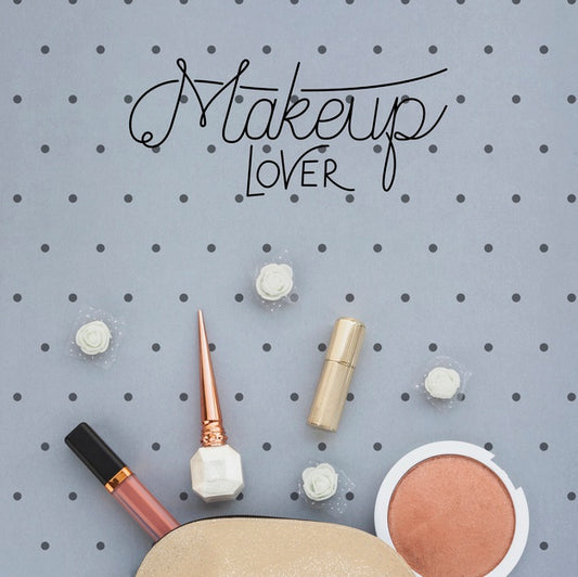 Free Top View Of Make-Up Concept Mock-Up Psd