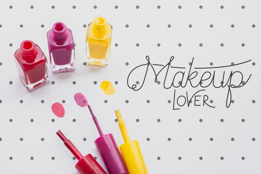 Free Top View Of Make-Up Concept Mock-Up Psd