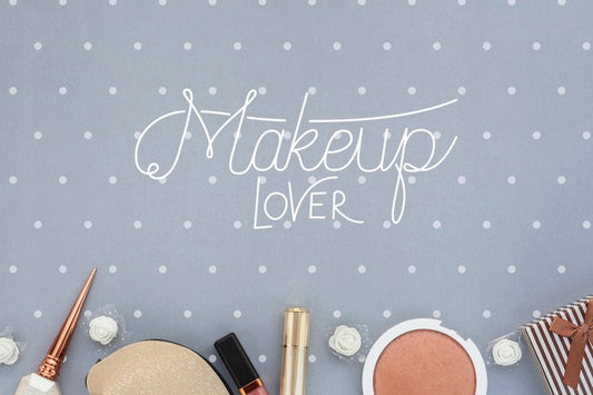 Free Top View Of Make-Up Concept Mock-Up Psd