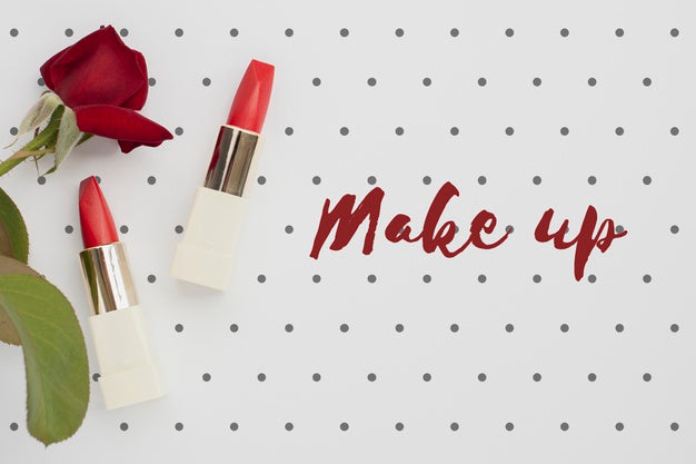 Free Top View Of Make-Up Concept Mock-Up Psd