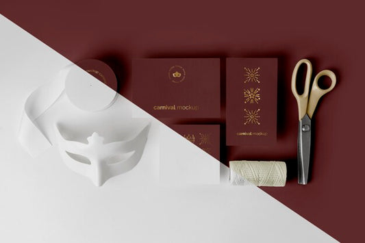 Free Top View Of Minimalistic Carnival Invitation With Tape And Scissors Psd