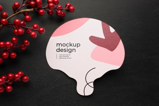 Free Top View Of Mock-Up Hand Fan With Berries Psd