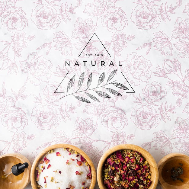 Free Top View Of Natural Skincare Products Psd