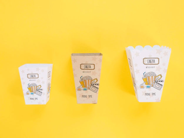 Free Top View Of Popcorn Cups Psd