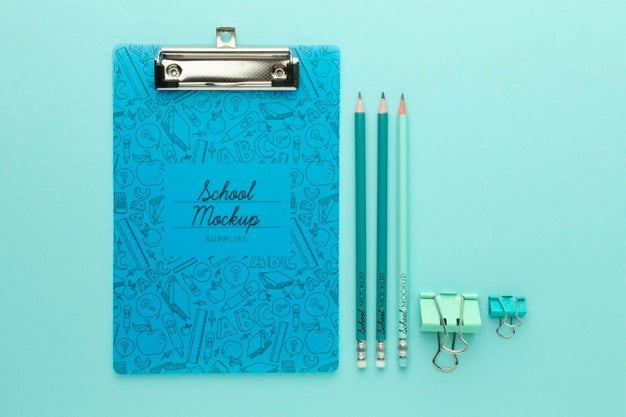 Free Top View Of School Supplies Collection Mock-Up Psd