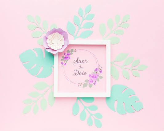 Free Top View Of Wedding Concept Mock-Up Psd