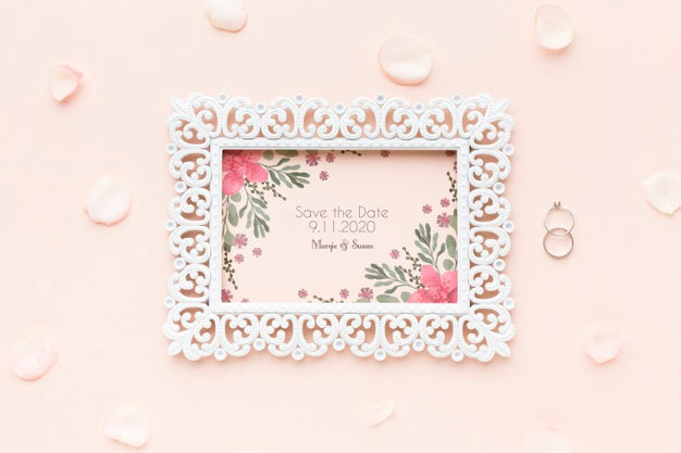 Free Top View Of Wedding Concept Mock-Up Psd