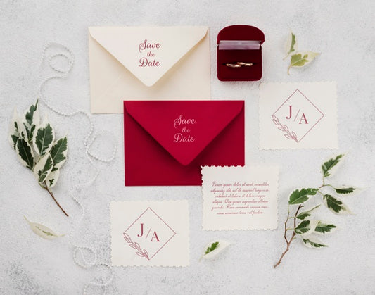 Free Top View Of Wedding Concept Mock-Up Psd