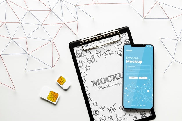 Free Top View On 5G Mockup Design Psd