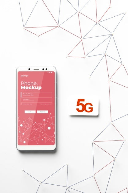 Free Top View On 5G Mockup Design Psd