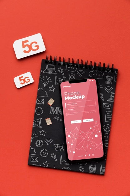 Free Top View On 5G Mockup Design Psd