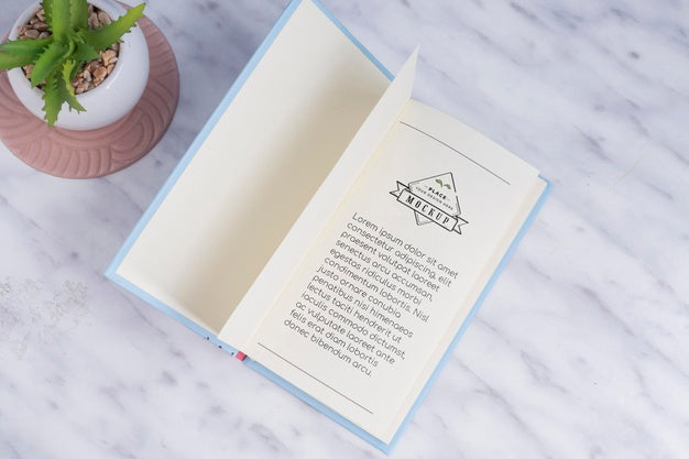 Free Top View Opened Book Mock-Up Psd