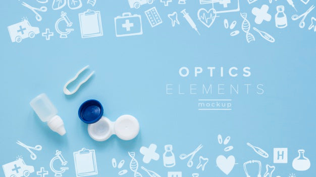 Free Top View Optics Still Life Arrangement Mock-Up Psd