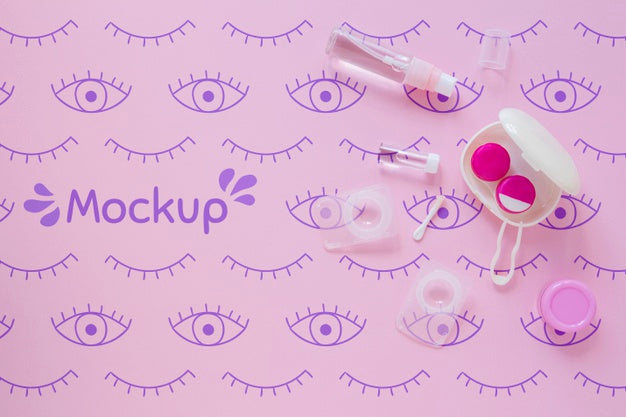 Free Top View Optics Still Life Arrangement On Pink Background Mock-Up Psd