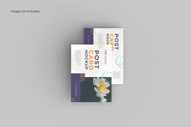 Free Top View Post Card Mockup Psd