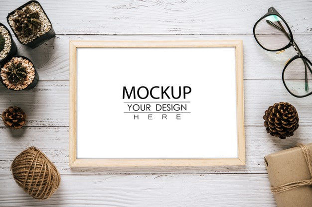 Free Top View Poster Frame Design Mockup Psd