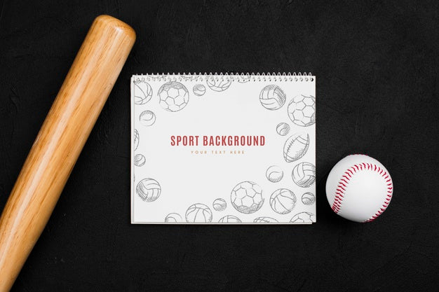 Free Top View Professional Baseball Bat And Ball Psd